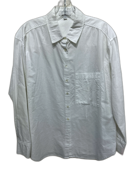 AYR Size M White Cotton Long Sleeve Button Up Collared Top White / M