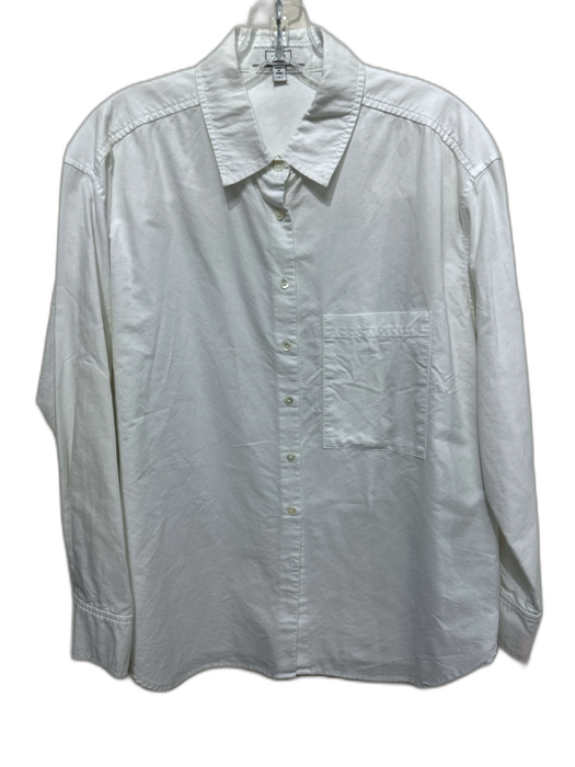 AYR Size M White Cotton Long Sleeve Button Up Collared Top White / M