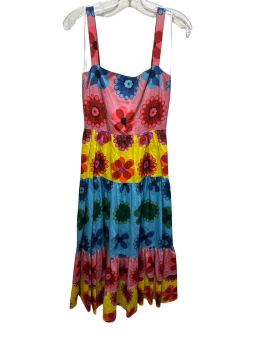Borgo De Nor Size 8 Blue, Red & Yellow Cotton Floral Striped Sleeveless Dress Blue, Red & Yellow / 8
