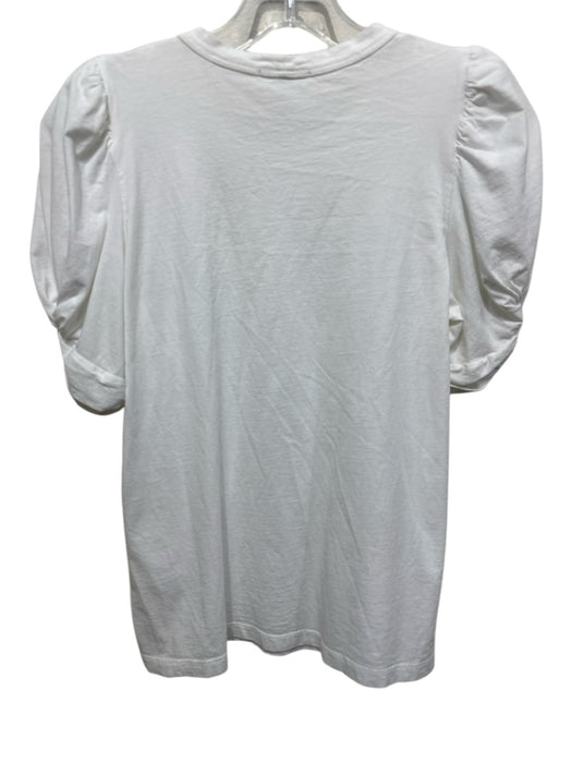 A.L.C. Size S White Cotton Heathered Short Puff Sleeve T Shirt Top White / S