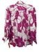 Christy Lynn Size S White & Purple Cotton Abstract Floral 3/4 Balloon Sleeve Top White & Purple / S