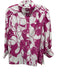 Christy Lynn Size S White & Purple Cotton Abstract Floral 3/4 Balloon Sleeve Top White & Purple / S