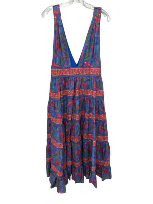 Farm Rio Size Medium Blue, Pink, Green Cotton Sleeveless Floral & Birds Dress Blue, Pink, Green / Medium