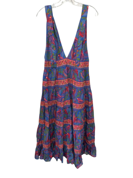 Farm Rio Size Medium Blue, Pink, Green Cotton Sleeveless Floral & Birds Dress Blue, Pink, Green / Medium