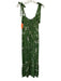 Reformation Size 12 Green, White, Yellow Viscose Tie Strap Floral Ruffle Dress Green, White, Yellow / 12