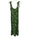 Reformation Size 12 Green, White, Yellow Viscose Tie Strap Floral Ruffle Dress Green, White, Yellow / 12