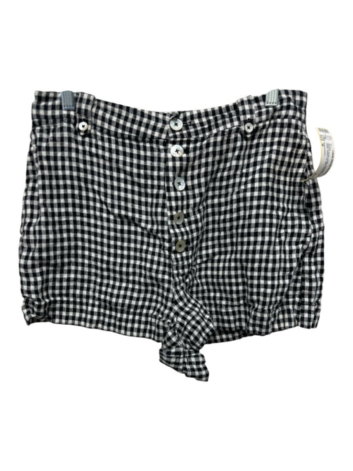 Reformation Size M Black & White Linen Gingham High Waist Button Fly Mini Shorts Black & White / M