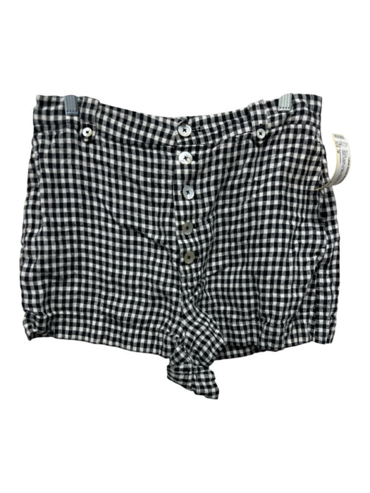 Reformation Size M Black & White Linen Gingham High Waist Button Fly Mini Shorts Black & White / M