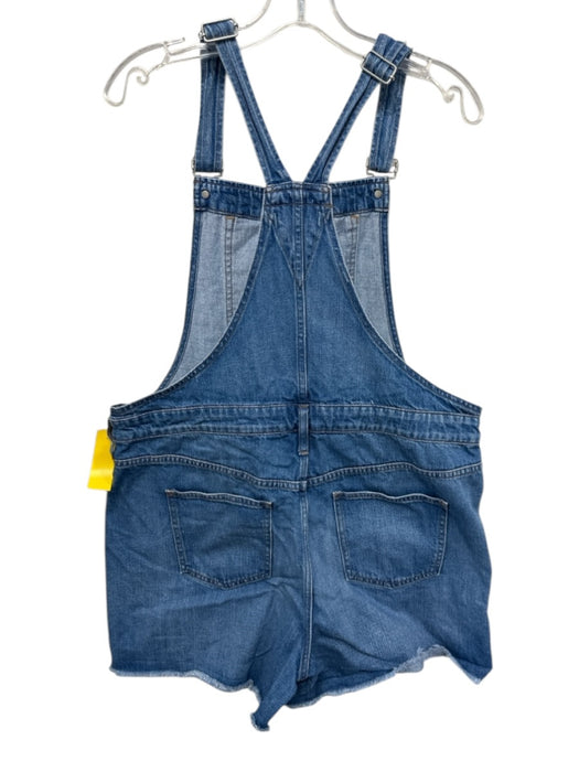 Madewell Size XL Blue Cotton Denim Frayed Hem Shorts Overalls Blue / XL