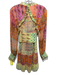 Alexis Size XS Orange, Green & Multi Polyester Long Sleeve Paisley Print Dress Orange, Green & Multi / XS