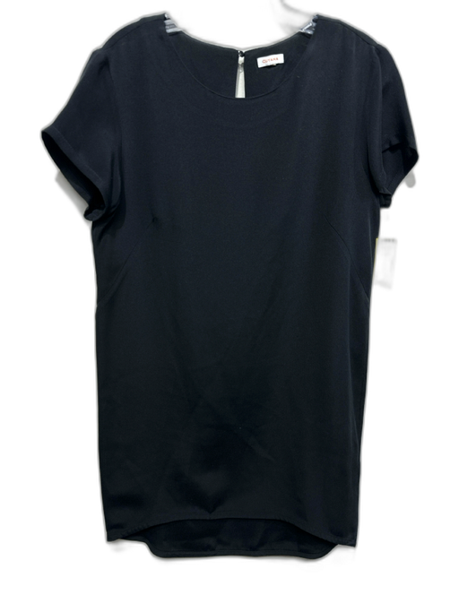 Cuyana Size M Black Silk Short Sleeve Below Knee Shift Back Keyhole Dress Black / M