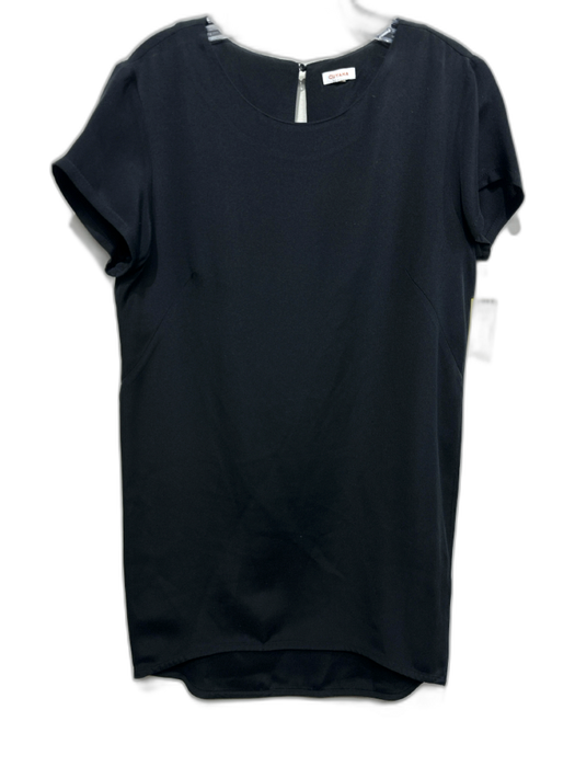 Cuyana Size M Black Silk Short Sleeve Below Knee Shift Back Keyhole Dress Black / M