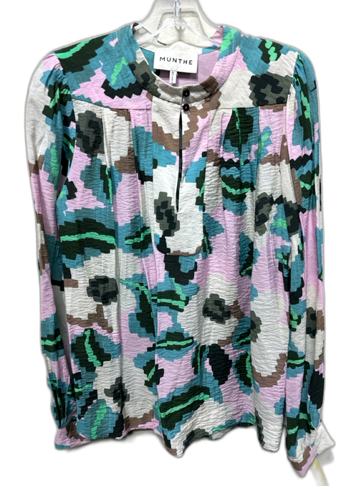 Munthe Size 40 Blue, Purple & Multi Viscose Blend Long Sleeve Abstract Print Top Blue, Purple & Multi / 40