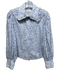 Hunter Bell Size XS White & Blue Cotton Long Sleeve Floral Ruffle collar Top White & Blue / XS