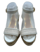 Lanvin Shoe Size 39 White & Beige Woven Leather Wedge Chain Detail Sandals White & Beige / 39