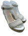 Lanvin Shoe Size 39 White & Beige Woven Leather Wedge Chain Detail Sandals White & Beige / 39