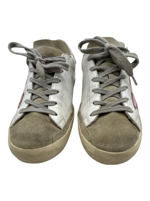 Golden Goose Shoe Size 37 White, Gray & Pink Leather Suede Toe Metallic Sneakers White, Gray & Pink / 37