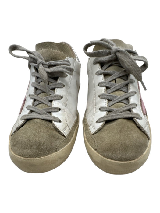 Golden Goose Shoe Size 37 White, Gray & Pink Leather Suede Toe Metallic Sneakers White, Gray & Pink / 37