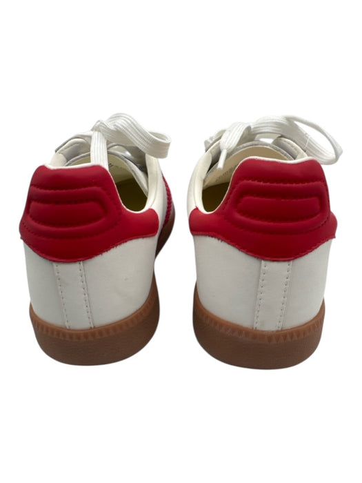 Back 70 Shoe Size 38 White & Red Leather Upper T Toe Logo Side Low Top Sneakers White & Red / 38