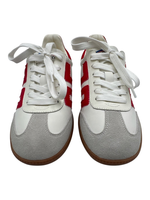 Back 70 Shoe Size 38 White & Red Leather Upper T Toe Logo Side Low Top Sneakers White & Red / 38