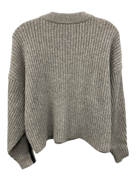 Rag & Bone Size XS Gray & Black Wool Ribbed Knit Whipstitch Cropped Sweater Gray & Black / XS