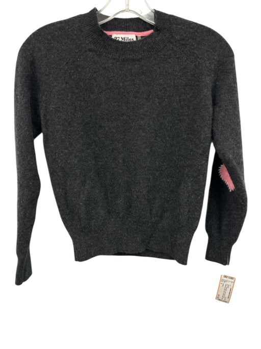 27 Miles Size S Dark Gray & PInk Cashmere Knit Heart Detail Elbow Patch Sweater Dark Gray & PInk / S