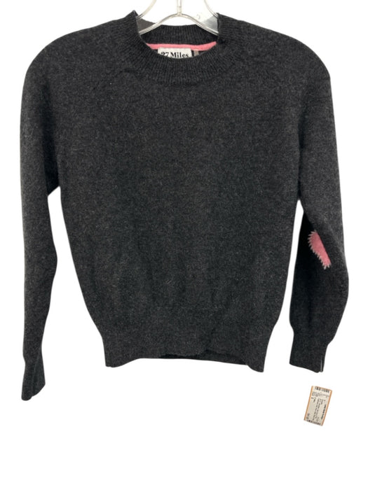 27 Miles Size S Dark Gray & PInk Cashmere Knit Heart Detail Elbow Patch Sweater Dark Gray & PInk / S