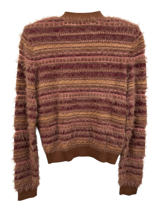 L'agence Size S Brown, Pink & Purple Cotton Blend Knit Fuzzy Cardigan Sweater Brown, Pink & Purple / S