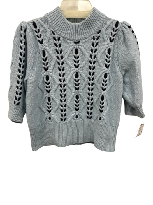 Rails Size S Mixed Blues Cotton Blend Textured Knit 1/2 Sleeve Mock Neck Sweater Mixed Blues / S