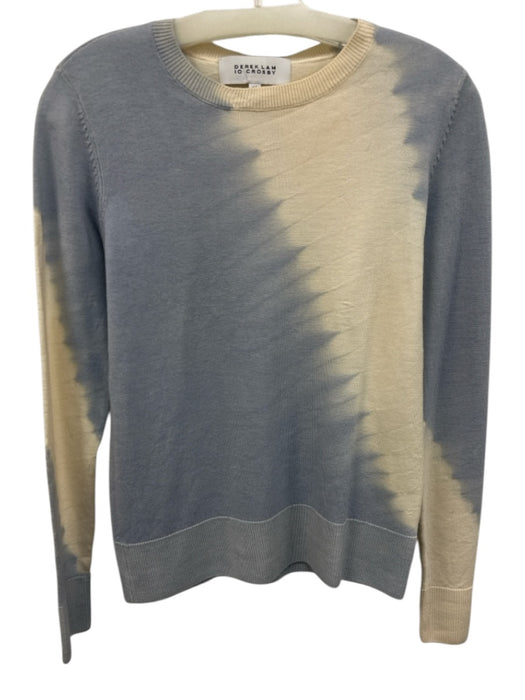 Derek Lam 10 Crosby Size XS Cream White & Blue Wool Knit Tie Dye Sweater Cream White & Blue / XS