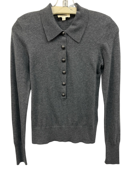 L'agence Size XS Dark Gray Cotton Blend Knit Long Sleeve 1/2 Button Sweater Dark Gray / XS