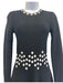 Lela Rose Size XS Black & White Viscose Blend Knit Geometric Detail Dress Black & White / XS