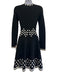Lela Rose Size XS Black & White Viscose Blend Knit Geometric Detail Dress Black & White / XS