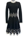 Lela Rose Size XS Black & White Viscose Blend Knit Geometric Detail Dress Black & White / XS