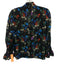Alice + Olivia Size XS Black & Multi Cotton & Silk Floral 3/4 Balloon Sleeve Top Black & Multi / XS