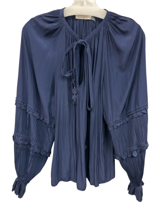 Ramy Brook Size XS Navy Blue Polyester Long Balloon Sleeve Bead Detail Top Navy Blue / XS