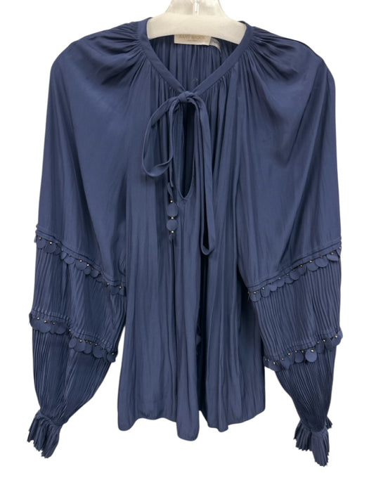 Ramy Brook Size XS Navy Blue Polyester Long Balloon Sleeve Bead Detail Top Navy Blue / XS