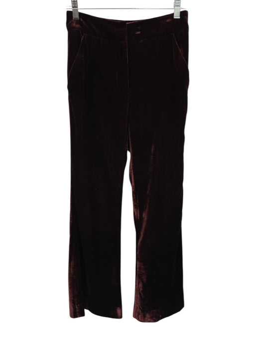 Veronica Beard Size 4 Burgundy Red Rayon Blend Velvet High Rise Flare Pants Burgundy Red / 4