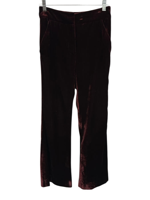 Veronica Beard Size 4 Burgundy Red Rayon Blend Velvet High Rise Flare Pants Burgundy Red / 4