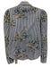 Veronica Beard Size 2 Blue & White Cotton Striped Floral Cross Stitch Top Blue & White / 2