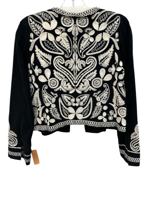 Figue Size S Black & White Cotton Corduroy Beaded Detail Hook & Eye Jacket Black & White / S