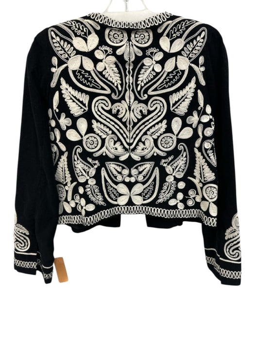 Figue Size S Black & White Cotton Corduroy Beaded Detail Hook & Eye Jacket Black & White / S