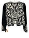 Figue Size S Black & White Cotton Corduroy Beaded Detail Hook & Eye Jacket Black & White / S