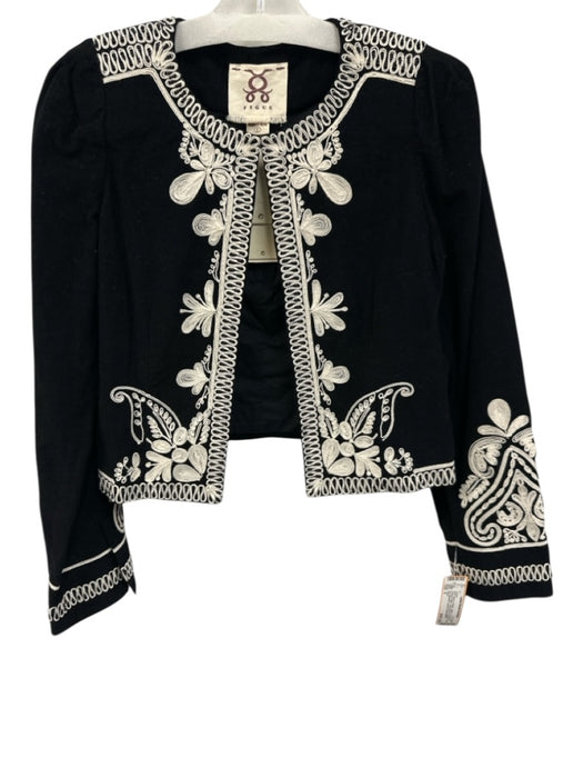 Figue Size S Black & White Cotton Corduroy Beaded Detail Hook & Eye Jacket Black & White / S