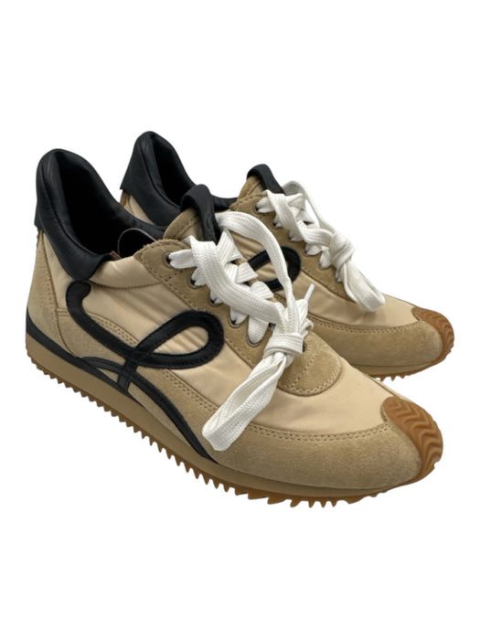 Loewe Shoe Size 38 Beige, Black & White Leather & Textile Upper Low Top Sneakers Beige, Black & White / 38