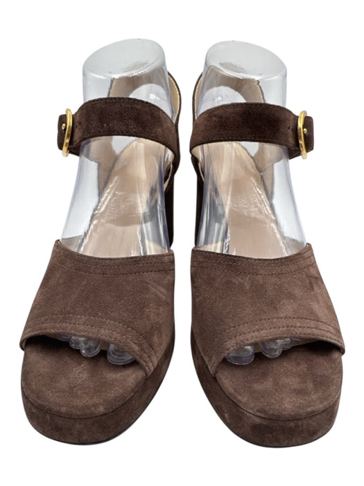 Valentino Garavani Shoe Size 37.5 Dark Brown Leather Upper Suede Sandals Dark Brown / 37.5