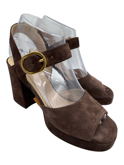 Valentino Garavani Shoe Size 37.5 Dark Brown Leather Upper Suede Sandals Dark Brown / 37.5