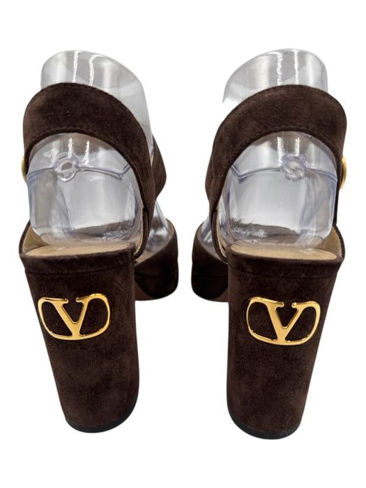 Valentino Garavani Shoe Size 37.5 Dark Brown Leather Upper Suede Sandals Dark Brown / 37.5