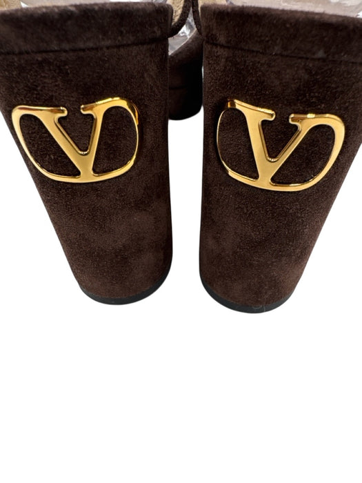 Valentino Garavani Shoe Size 37.5 Dark Brown Leather Upper Suede Sandals Dark Brown / 37.5