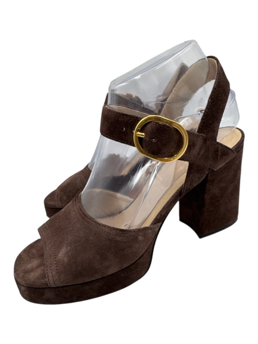 Valentino Garavani Shoe Size 37.5 Dark Brown Leather Upper Suede Sandals Dark Brown / 37.5